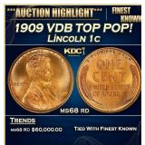 1909 VDB Lincoln Cent TOP POP! 1c ms68 rd SEGS