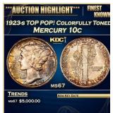 1923-s Mercury Dime TOP POP! Colorfully Toned 10c