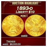 1893-o Gold Liberty Eagle $10 ms63 USCG