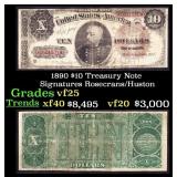 1890 $10 Treasury Note Grades vf+ Signatures Rosec