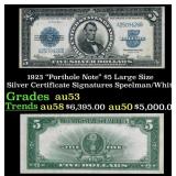 1923 $5 Large Size Silver Certificate "Porthole No