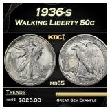 1936-s Walking Liberty Half Dollar 50c Grades GEM