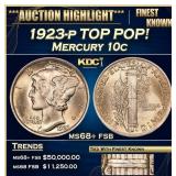 1923-p Mercury Dime TOP POP! 10c ms68+ fsb SEGS