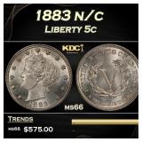 1883 n/c Liberty Nickel 5c Grades ms66