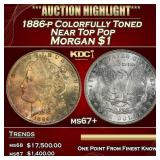 1886-p Morgan Dollar Colorfully Toned Near Top Pop