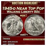 1945-d Walking Liberty Half Dollar Near Top Pop 50