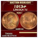 1913-p Lincoln Cent 1c ms66 rd SEGS