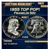 1955 Proof Franklin Half Dollar TOP POP! 50c pr69