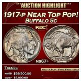 1917-p Buffalo Nickel Near Top Pop! 5c ms67+ SEGS