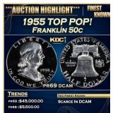 1955 Proof Franklin Half Dollar TOP POP! 50c pr69