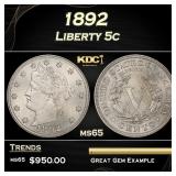 1892 Liberty Nickel 5c Grades ms65