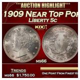 1909 Liberty Nickel Near Top Pop 5c ms66 SEGS