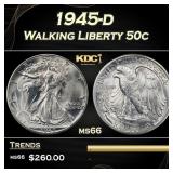 1945-d Walking Liberty Half Dollar 50c Grades GEM+