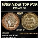 1889 Indian Cent Near Top Pop! 1c ms65+ bn SEGS