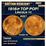 1916-p Lincoln Cent TOP POP! 1c ms68 rd SEGS