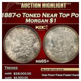 1887-o Morgan Dollar Toned Near Top Pop $1 ms65+ S