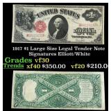 1917 $1 Large Size Legal Tender Note Grades vf++ S