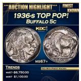1936-s Buffalo Nickel TOP POP! 5c ms67+ SEGS