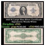 1923 $1 large size Silver Certificate Grades vf+ S