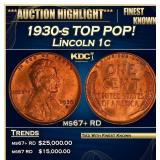 1930-s Lincoln Cent TOP POP! 1c ms67+ RD SEGS
