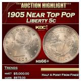 1905 Liberty Nickel Near Top Pop 5c ms66+ SEGS