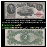 1917 $2 Large Size Legal Tender Note Thomas Jeffer