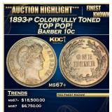 1893-p Barber Dime Colorfully Toned TOP POP! 10c m