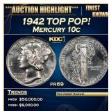 1942 Proof Mercury Dime TOP POP! 10c pr69 SEGS