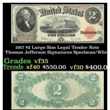 1917 $2 Large Size Legal Tender Note Thomas Jeffer