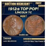 1912-s Lincoln Cent TOP POP! 1c ms66 bn SEGS