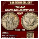 1924-p Standing Liberty Quarter 25c ms66+ FH SEGS