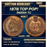 1878 Indian Cent TOP POP! 1c ms66+ RB SEGS