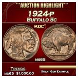 1924-p Buffalo Nickel 5c ms65 SEGS