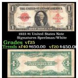 1923 $1 United States Note Grades vf+ Signatures S