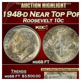 1948-d Roosevelt Dime Near Top Pop 10c ms68 FT SEG