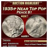 1935-p Peace Dollar Near Top Pop $1 ms66+ SEGS