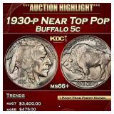 1930-p Buffalo Nickel Near Top Pop 5c ms66+ SEGS