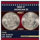1890-p Morgan Dollar $1 Grades ms64+
