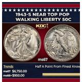 1943-s Walking Liberty Half Dollar Near Top Pop 50