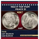 1922-p Peace Dollar TOP POP! $1 ms67 SEGS