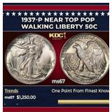 1937-p Walking Liberty Half Dollar Near Top Pop 50