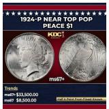 1924-p Peace Dollar Near Top Pop $1 ms67+ SEGS