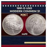 1991-d USO Modern Commem Dollar $1 ms70 SEGS