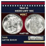 1941-d Mercury Dime 10c ms67 fsb SEGS