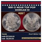 1891-o Morgan Dollar Near Top Pop $1 ms65+ SEGS