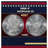 1886-p Morgan Dollar $1 Grades ms62+