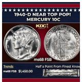 1940-d Mercury Dime Near Top Pop! 10c ms68 FSB SEG