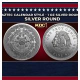 Aztec Calendar Style - 1 oz Silver Round Round