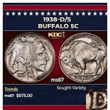 1938-d/s Buffalo Nickel 5c ms67 SEGS