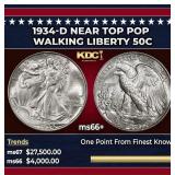 1934-d Walking Liberty Half Dollar Near Top Pop 50